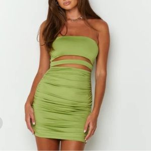 Green Strapless Cutout Mini Dress